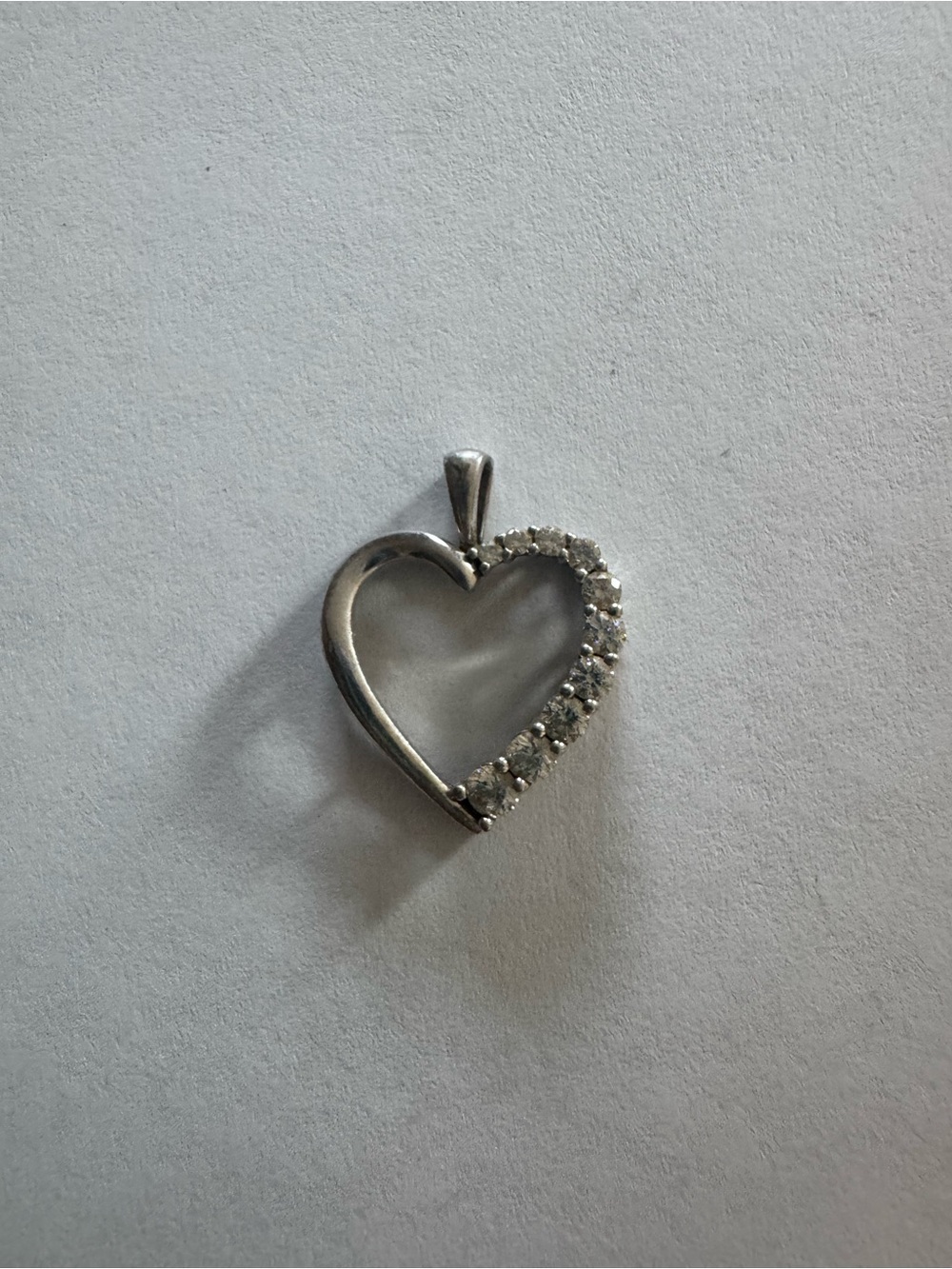 Sterling Silver Heart Pendant with Clear Crystal Accents - Silver